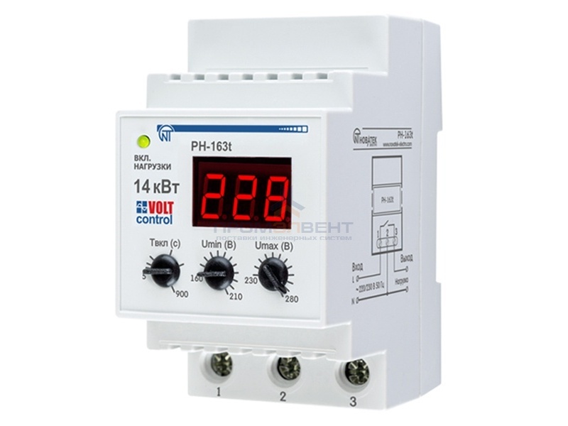 Однофазное реле контроля напряжения РН-163Т 63А, тепловое реле, на DIN-рейку