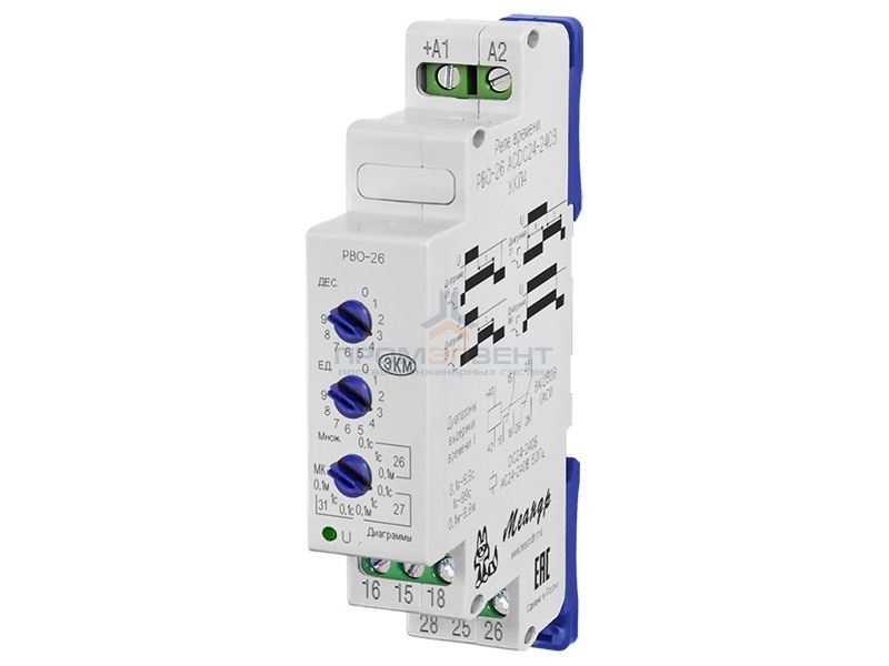 Реле времени однокомандное РВО-26М 0,1с - 9,9мин ACDC24-240B УХЛ4 на DIN-рейку